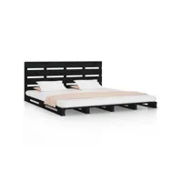 clicnbuy - lits & cadres de lit - cadre de lit noir 160x200 cm bois de pin massif