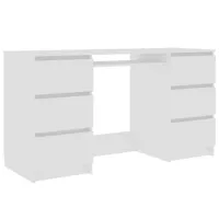 bureau bois blanc 6 tiroirs study 140 cm