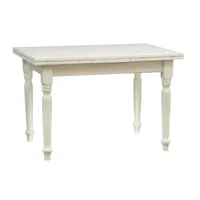 table à rallonge style champêtre en tilleul massif, finition blanche antique l120xpr80xh80 cm