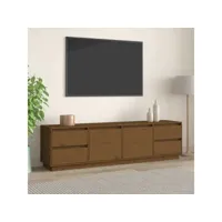 meuble tv，meuble de rangement，banc tv marron miel 176x37x47,5 cm bois de pin massif cmwi690634