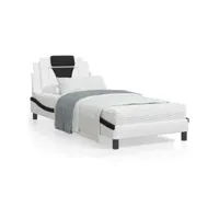 cadre de lit avec tête de lit blanc et noir 80x200 similicuir