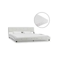 lit adulte contemporain  lit avec matelas blanc similicuir 180 x 200 cm