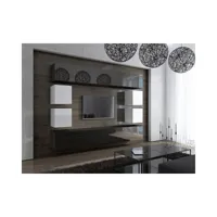 ensemble meuble tv concept 17 noir-blanc brillant 249 cm vivadiscount-6927