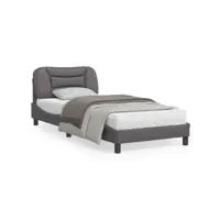 cadre de lit avec tête de lit gris 90x190 similicuir
