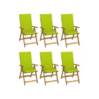 chaises pliables de jardin 6 pcs avec coussins bois d'acacia