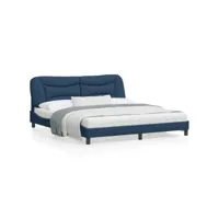 cadre de lit avec tête de lit bleu 180x200 tissu