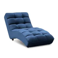 chaise longue d'intérieur design velours bleu marine capitonné rikal
