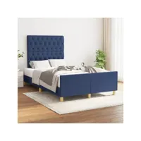 lit simple pour adulte avec tête de lit - cadre de lit bleu 120x200 cm tissu