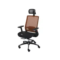 chaise de bureau hwc-a20 chaise pivotante, ergonomique, appui-tête, tissu ~ noir/orange
