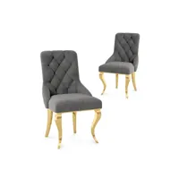 shanna - lot de 2 chaises en velours gris pieds dorés shanna-dor-gri