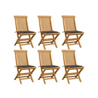 chaises de jardin avec coussins anthracite 6 pcs bois de teck 4