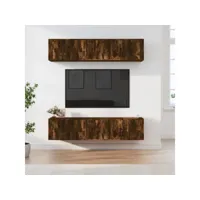 6 pcs ensemble de meubles tv contemporain  bancs tv armoires tv  chêne fumé bois d'ingénierie meuble pro frco44893