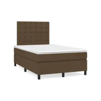 lit adulte, sommier tapissier avec matelas résistant et confortable marron foncé 120x200 cm oia63882 meuble pro