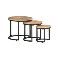 rectangulaire table de séjour moderne, tables d'appoint 3 pcs bois de manguier brut best00009575477-vd-confoma-basse-m07-11