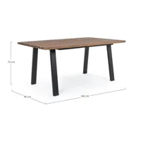 table de jardin rectangulaire en métal et bois l160 - oleron