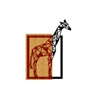 epikasa décoration en métal et bois girafe 1 - art mural, décoration murale animaux - entrée, salon, salle à manger, chambre, bureau - noir, marron en métal, bois, 50x1,8x67 cm am8681847252603