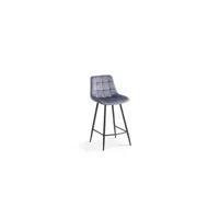 chaise de comptoir 'jute' velours gris foncé, dimensions : h95 x l46 x p36 cm