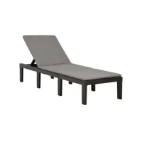 transat chaise longue bain de soleil lit de jardin terrasse meuble d'extérieur avec coussin plastique anthracite helloshop26 02_0012500
