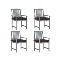 chaises de metteur en scène avec coussins 4 pcs gris acacia
