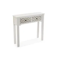versa safira meuble d'entrée étroit pour entrée ou couloir, table console, avec 2 tiroirs, dimensions (h x l x l) 79 x 25 x 80 cm, bois, couleur: blanc et marron 21601029