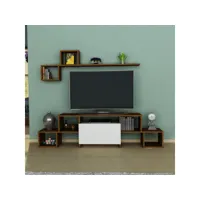 ensemble meuble tv kubra 180 cm bois foncé et blanc azura-41747