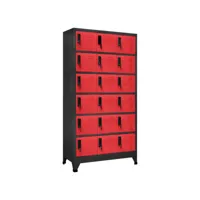 armoire à casiers anthracite et rouge 90x40x180 acier koface