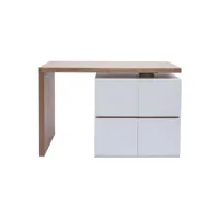 îlot - table de bar modulable avec rangement blanc mat et bois clair chêne l140-165 cm max