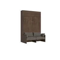 armoire lit escamotable vertical 160 kentaro sofa avec èlèment haut noyer - alessia 20
