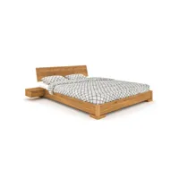 lit avec tête de lit intégrée en chêne massif clair 160x200 - lt36007