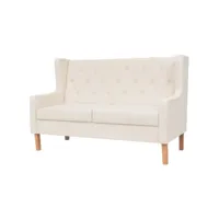 canapé fixe 2 places  canapé scandinave sofa tissu blanc crème meuble pro frco47839