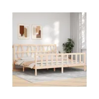 cadre de lit avec tête de lit super king size bois massif