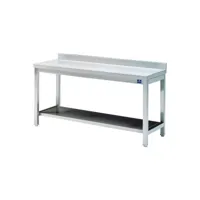 table inox de travail avec étagère et dosseret - gamme 600 - virtus -  - 1500x600 x600x850mm