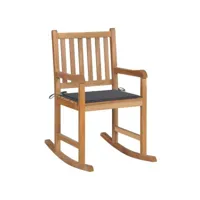 chaise à bascule fauteuil à bascule  fauteuil de relaxation avec coussin anthracite bois de teck solide meuble pro frco25641