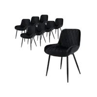 set de 4 chaises de salle à manger rembourrées assise dossier noir velours