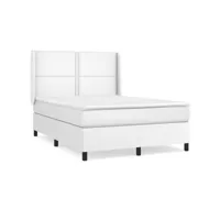 sommier à lattes de lit avec matelas blanc 140x190cm similicuir
