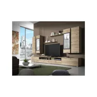 composition xl de 8 meubles design pour salon couleur chêne et gris anthracite collection connor