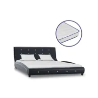 clicnbuy - lits & cadres de lit - lit avec matelas à mémoire de forme noir similicuir 140x200 cm cadre 2 personnes