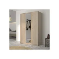 armoire 3 portes 1 miroir chêne blond - maille - l 136 x l 60 x h 200 cm - neuf