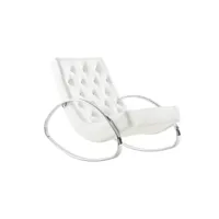 rocking chair design blanc et acier chromé chesty