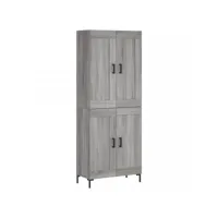 armoire multi-rangement de cuisine - buffet haut sonoma gris 69,5x34x180cm bois d'ingénierie fr2024