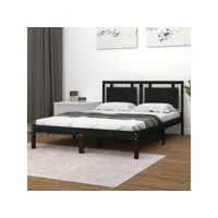clicnbuy - lits & cadres de lit - cadre de lit noir bois massif 140x200 cm