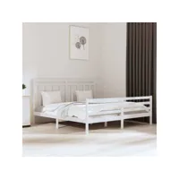 clicnbuy - lits & cadres de lit - cadre de lit blanc bois massif 180x200 cm super king