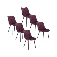 lot de 6 chaises de salle à manger-chaise de cuisine- en velours épais-pieds en métal-bordeaux