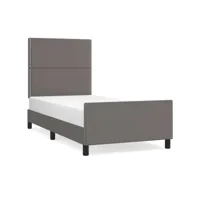 cadre de lit avec tête de lit gris 100x200 cm similicuir