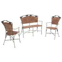 aubry gaspard - set 2 fauteuils + 1 banc vigne