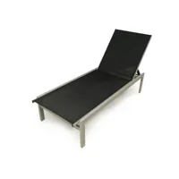 chaise longue en aluminium et textilène, couleur noire, dimensions 69 x 37 x 194 cm 8052773119238