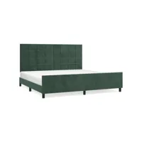 cadre de lit avec tête de lit vert foncé 200x200 cm velours