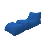 chaise longue de salon moderne, made in italy, fauteuil avec repose-pieds en nylon, pouf rembourré pour chambre, 120x80h60 cm, couleur bleu 8052773611190