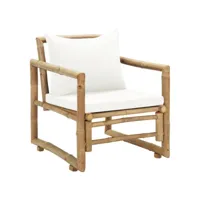 chaises de jardin 2 pcs avec coussins et oreillers bambou