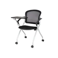 chaise de bureau kalgoorlie, chaise de salle d'attente avec accoudoir et tablette, chaise d'attente ergonomique, 61x49h84 cm, noir 8052773853958